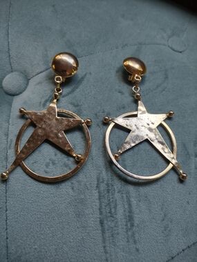 Gold Star Drop Clip-On Earrings - Women Jewelry